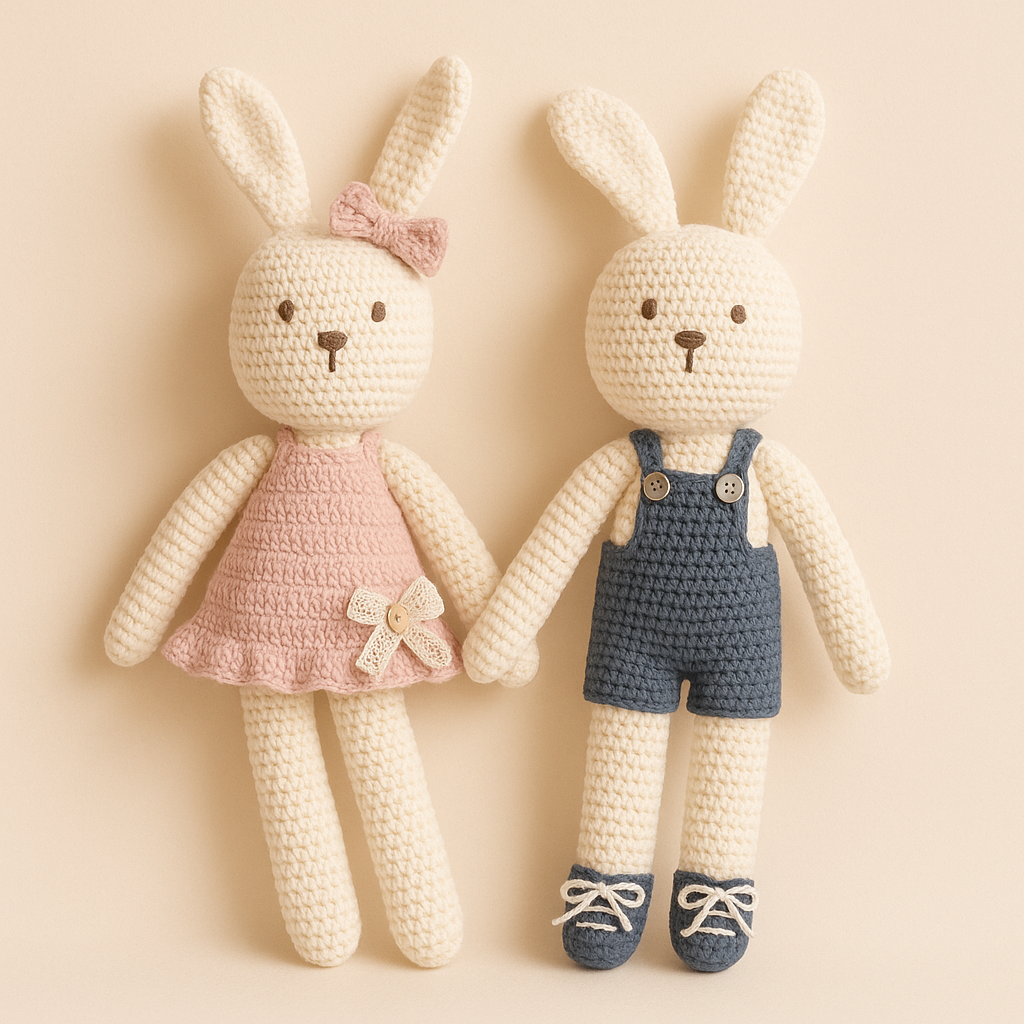 Coelhos em Crochet "Bea e Mike"