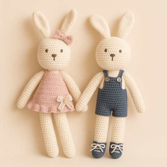 Coelhos em Crochet "Bea e Mike"